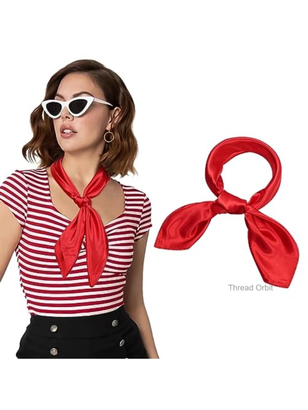 Satin Neck Scarf Square Hair Bandana 23.6 Inch